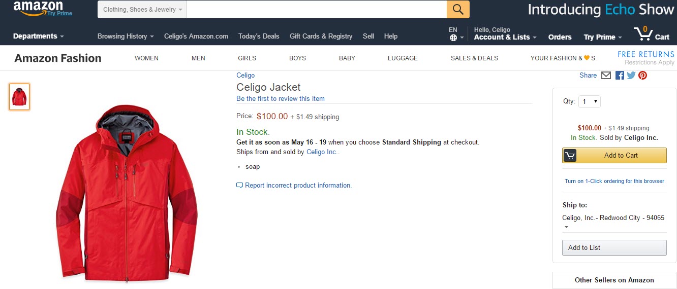 Inventory item details in Amazon