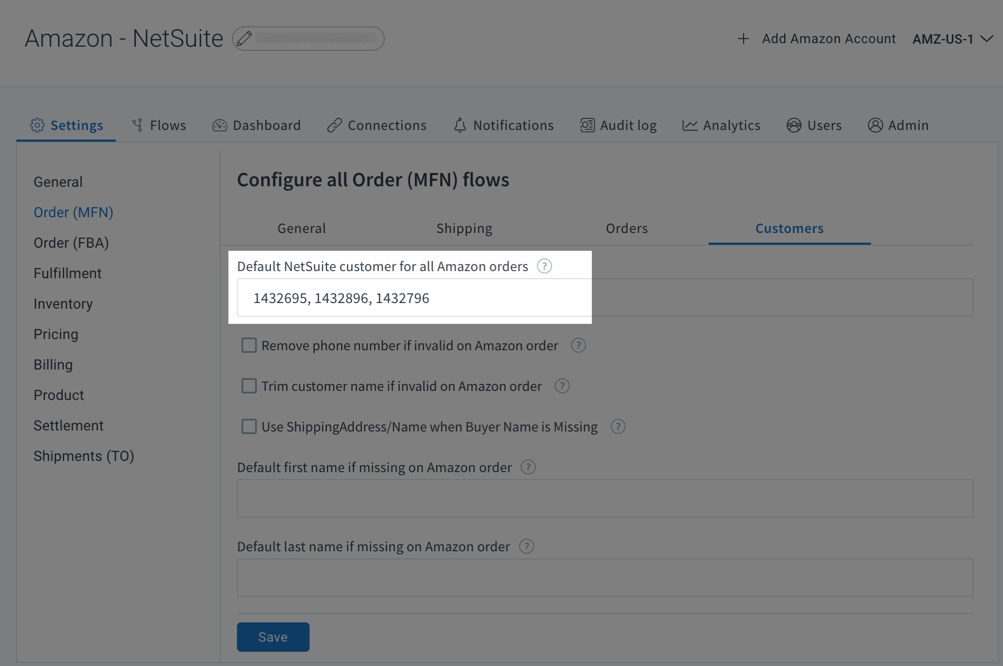 Multiple default customers added