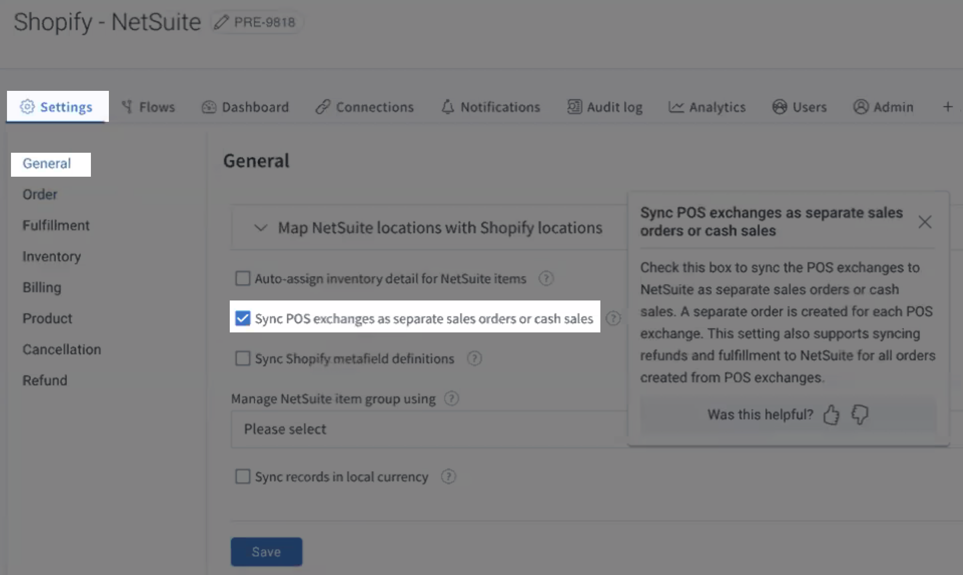 Shopify NetSuite integration app release notes, 2023.7.1 Celigo