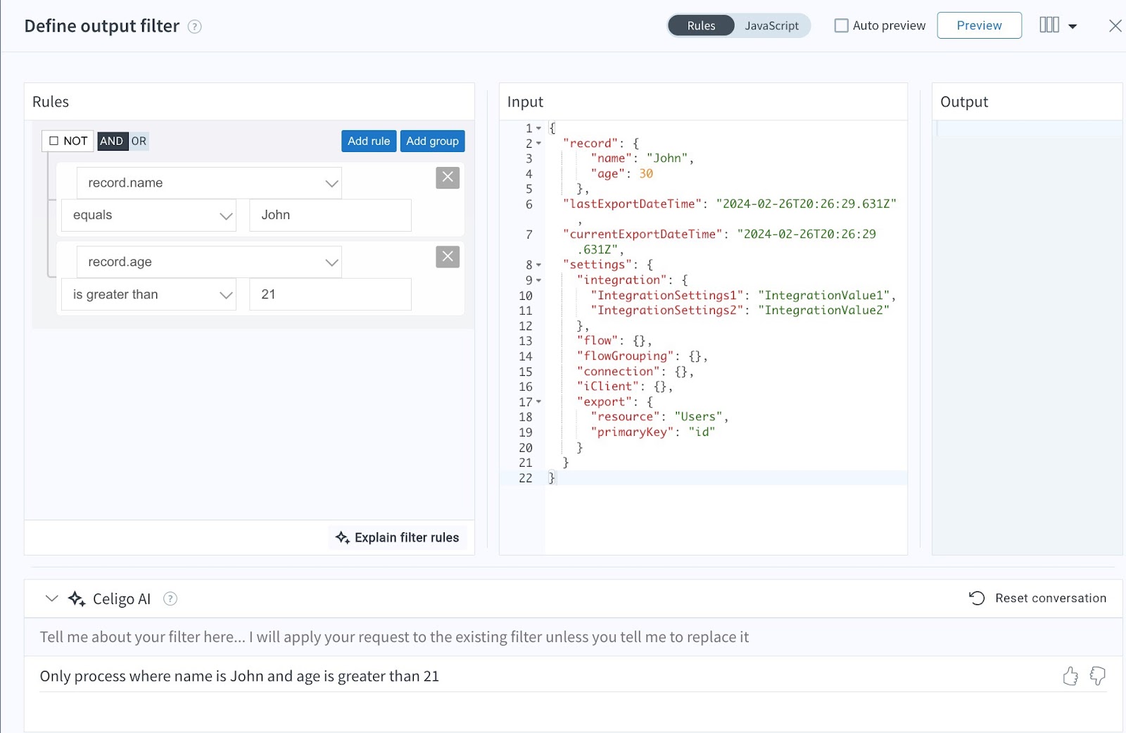 Create or explain filter rules using the Celigo AI component – Celigo ...