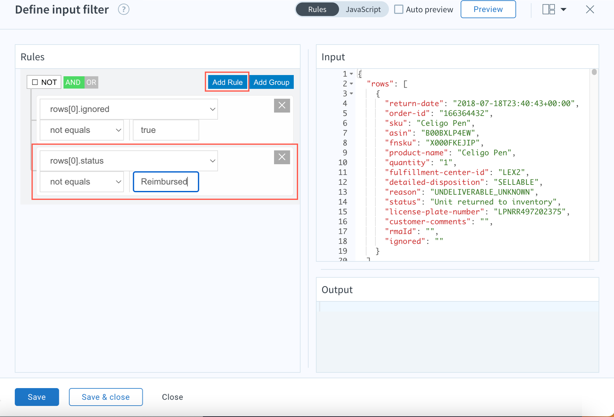 Input filter for post item receipt.png