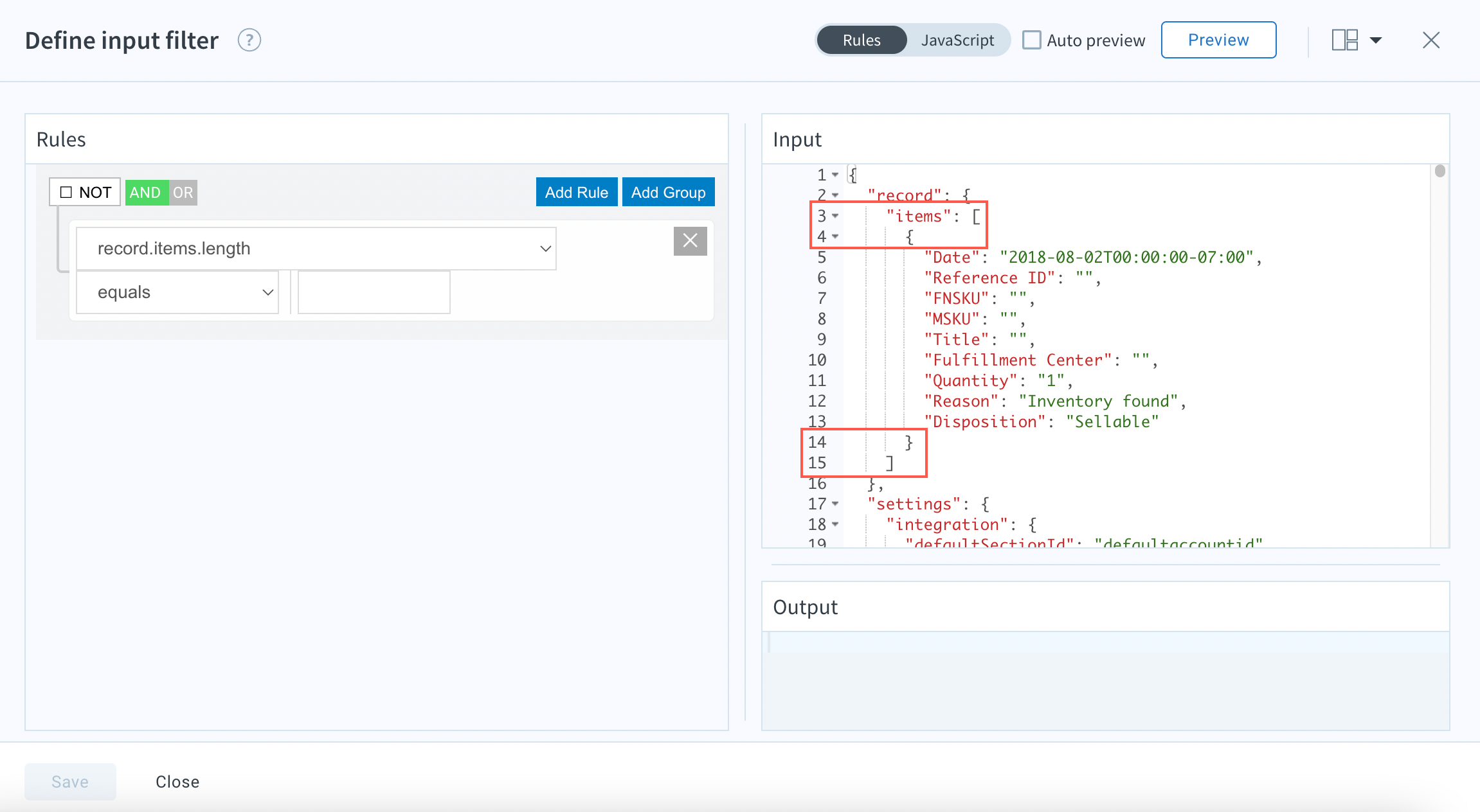 Modify input filter