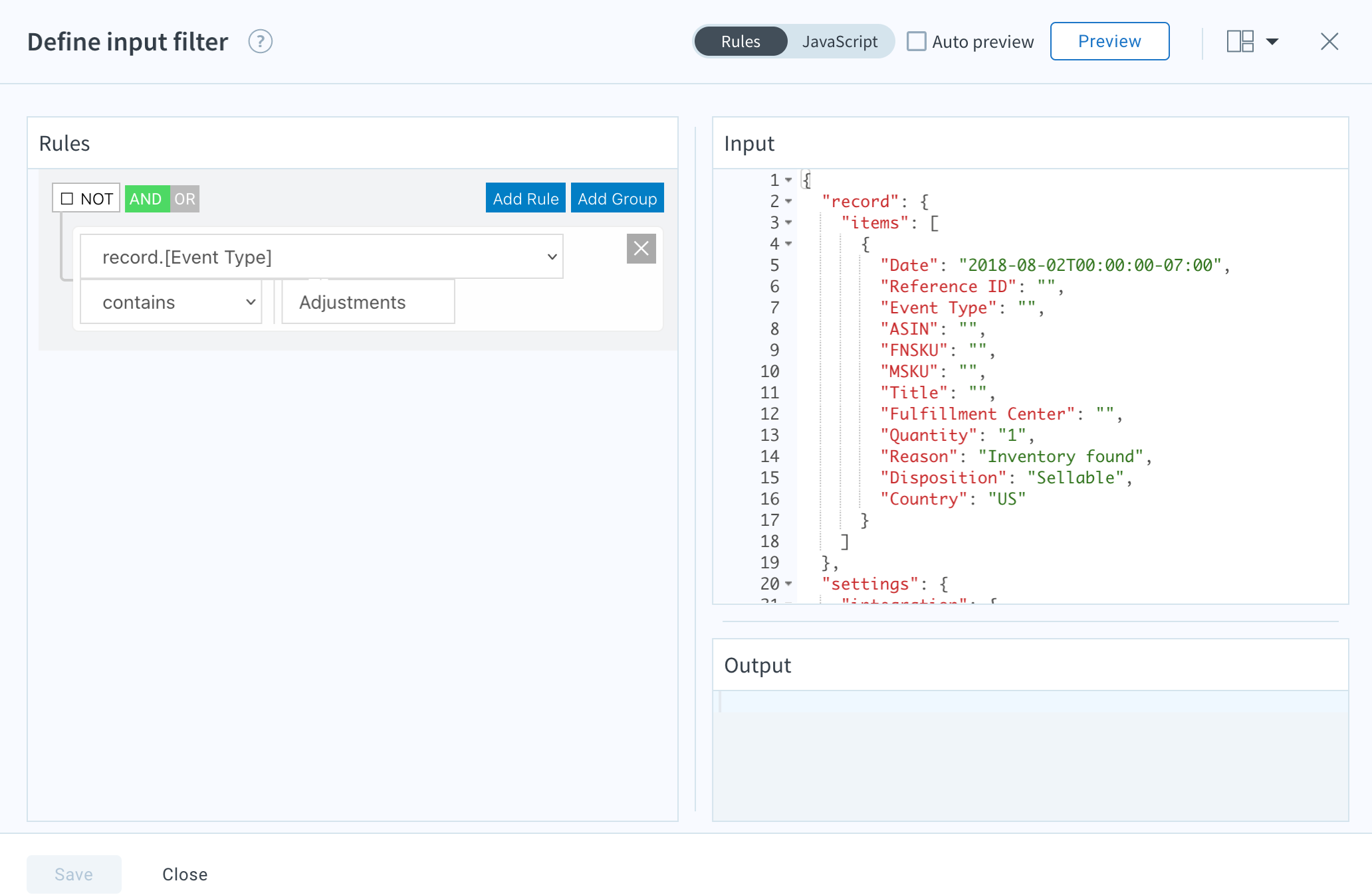 Input filter for 'Adjustments' entry type.png