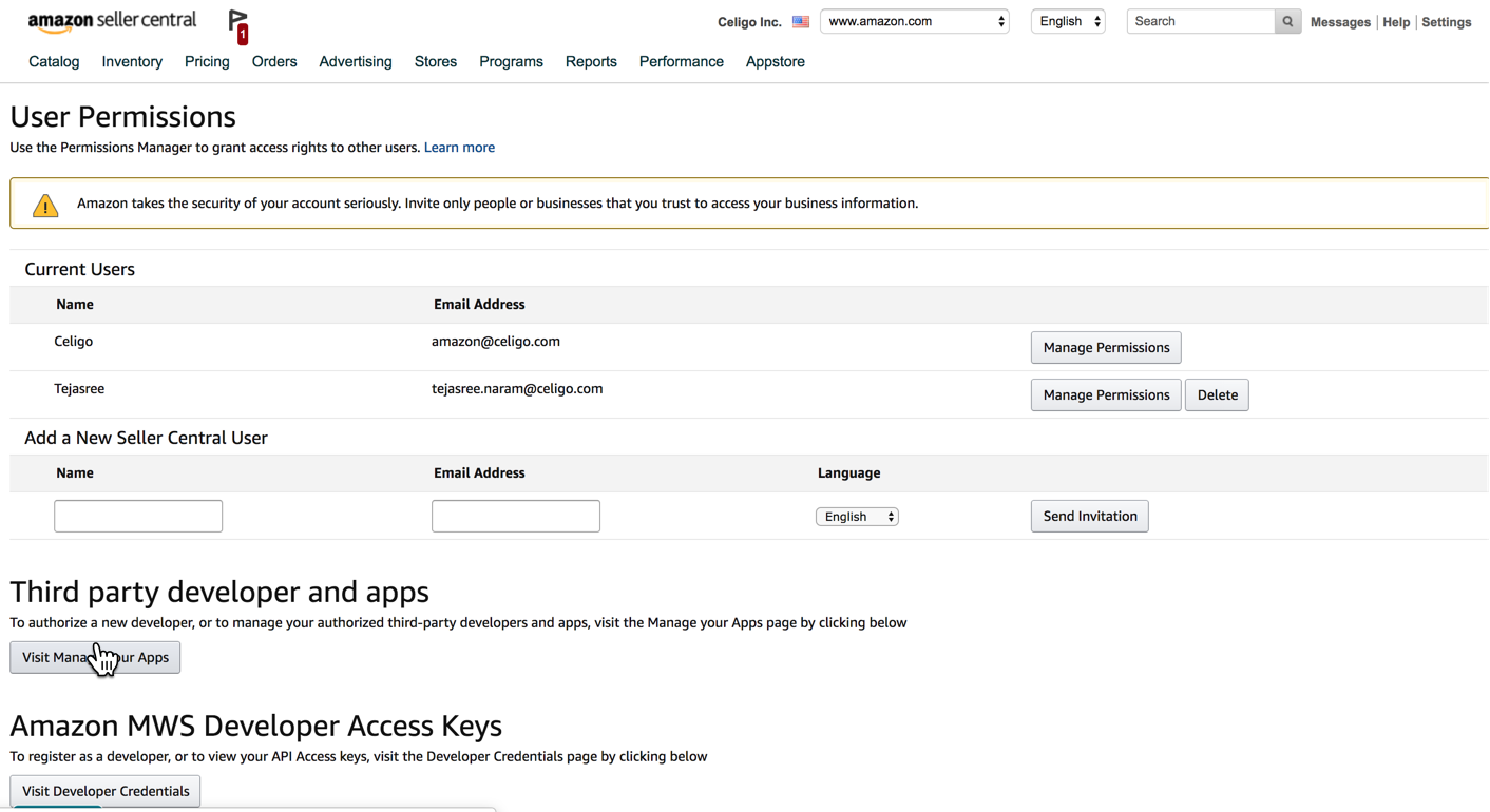 Enable Developer Access For Celigo In Amazon Seller Central Registration Celigo Help Center