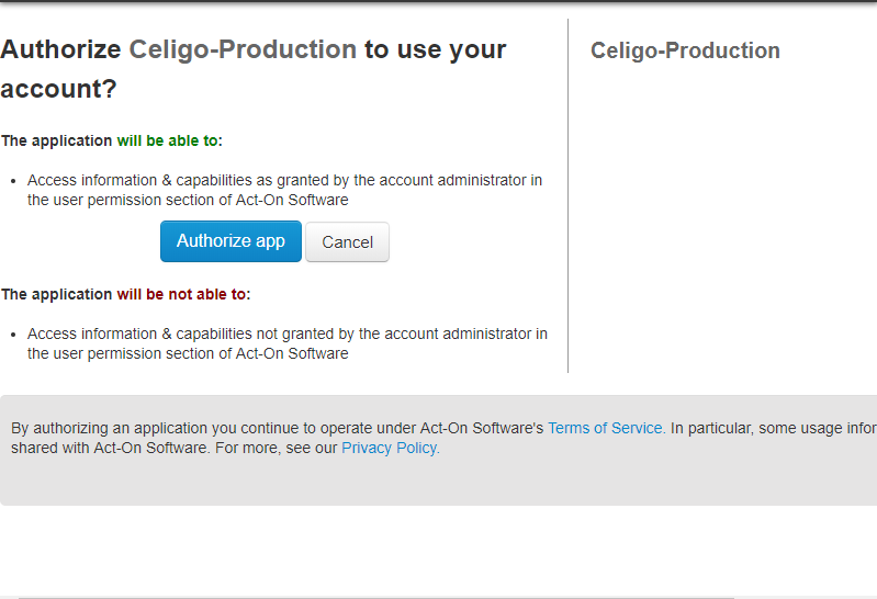 Set Up A Connection To Act-On – Celigo Help Center