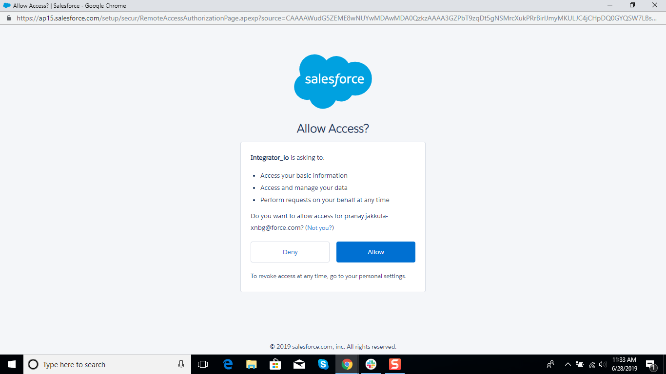 Salesforce Authenticator App Connection Page