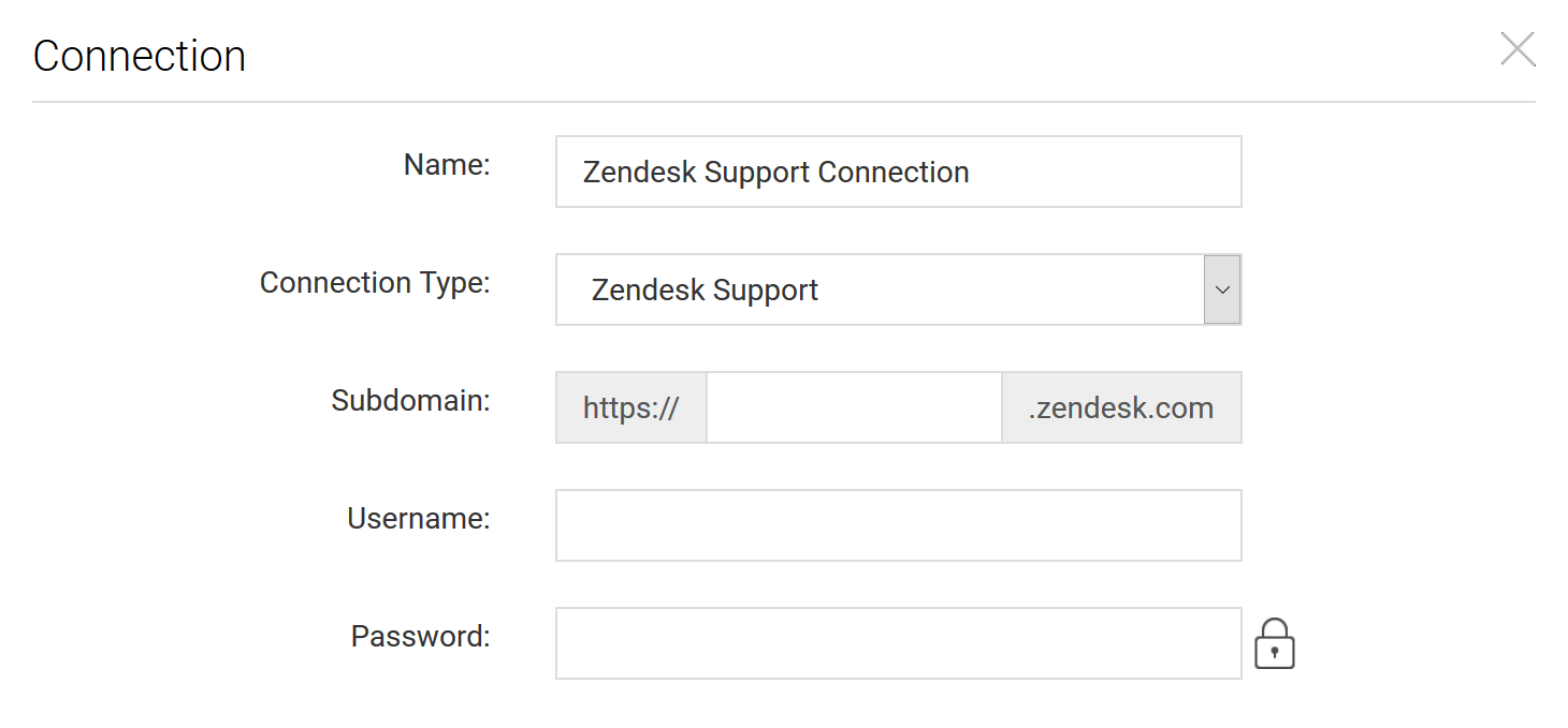 Set up a connection to Zendesk Support with basic authentication ...