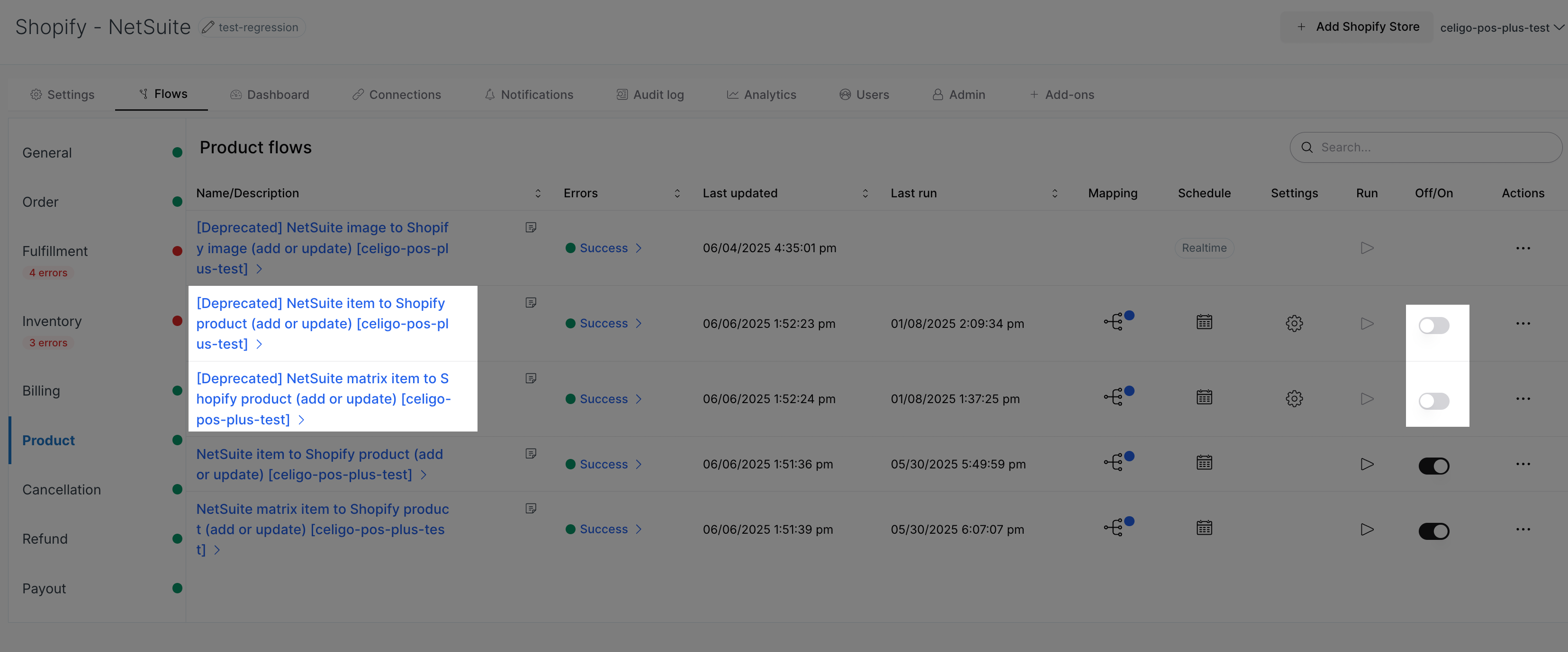 Disable the REST-based product flows