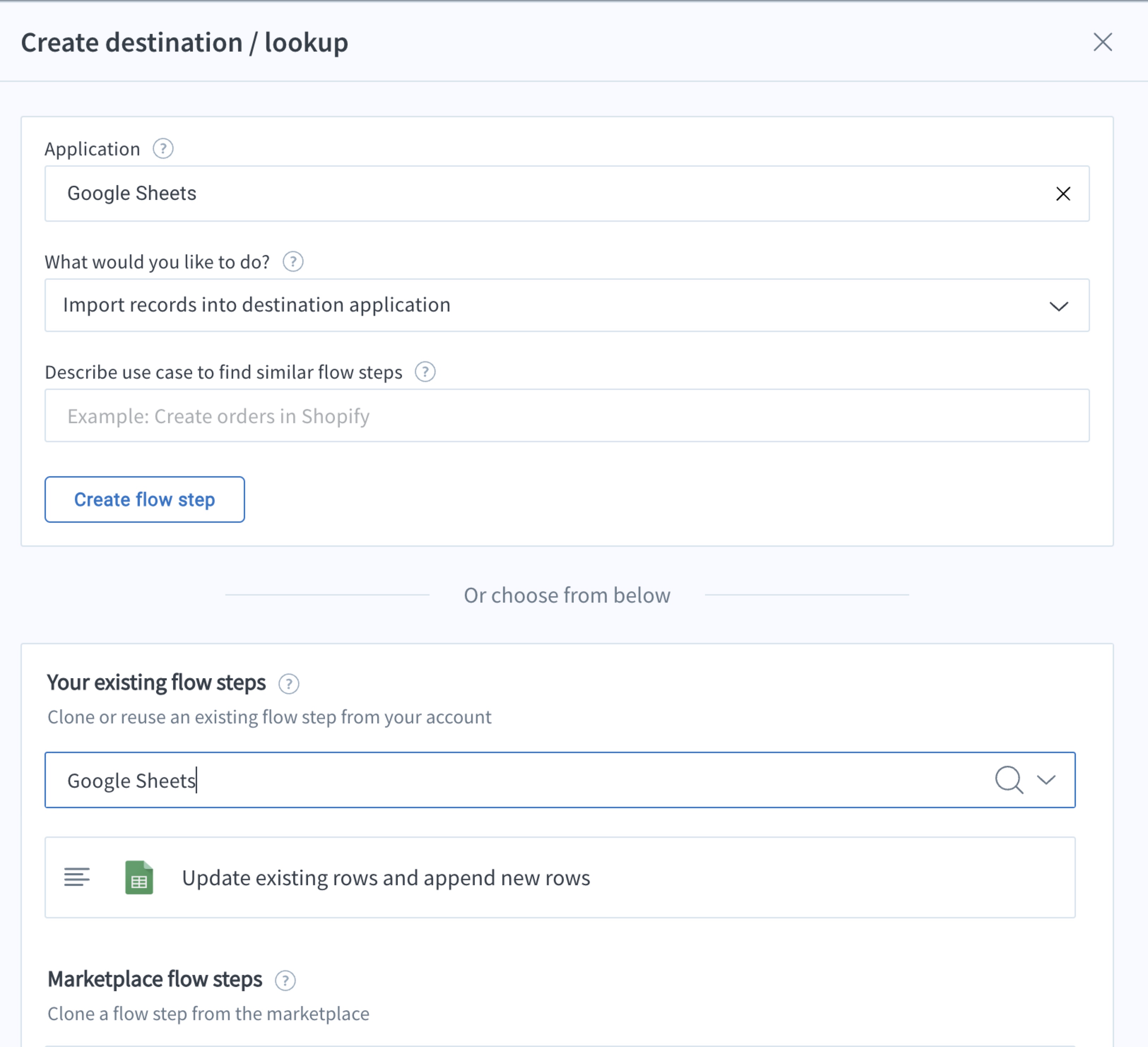Filter your existing flow step 1