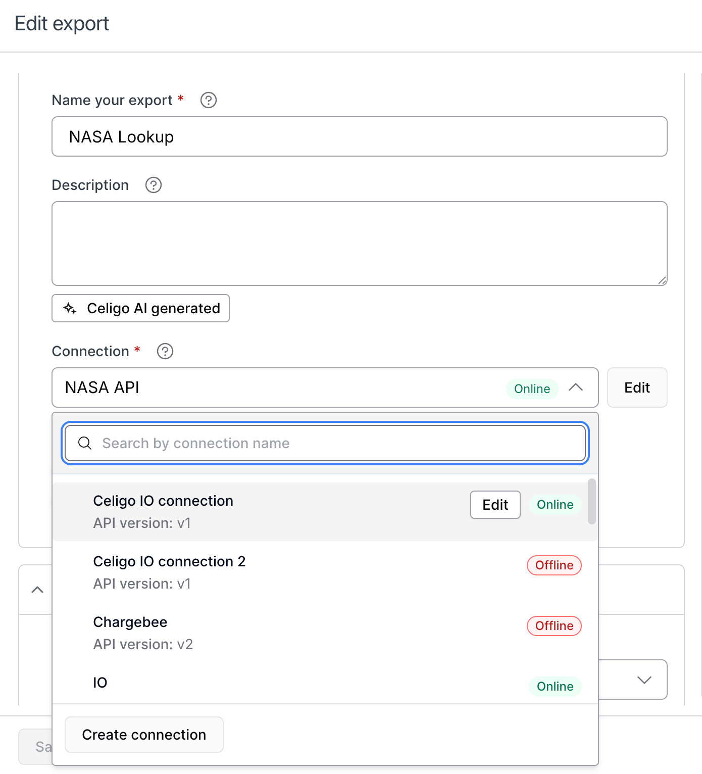 Create a connection to an application – Celigo Help Center