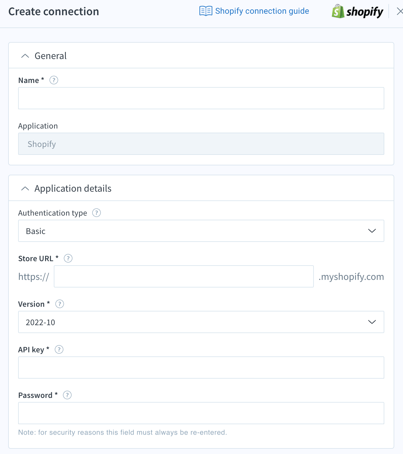 Set up a basic auth connection to Shopify – Celigo Help Center